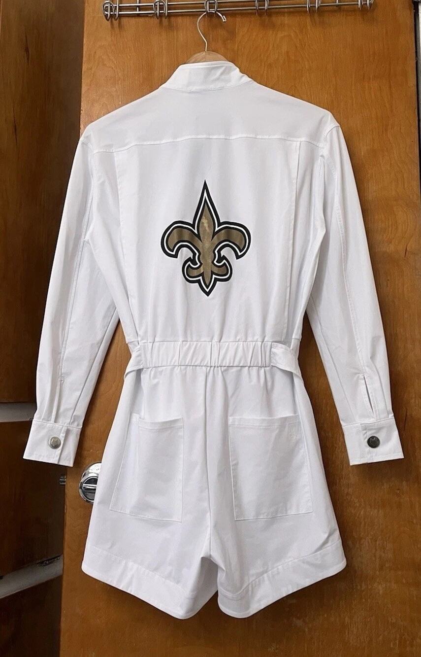 Greyson Golf X NFL New Orleans Saints Phoenix Romper White LS Jumpsuit Size XS